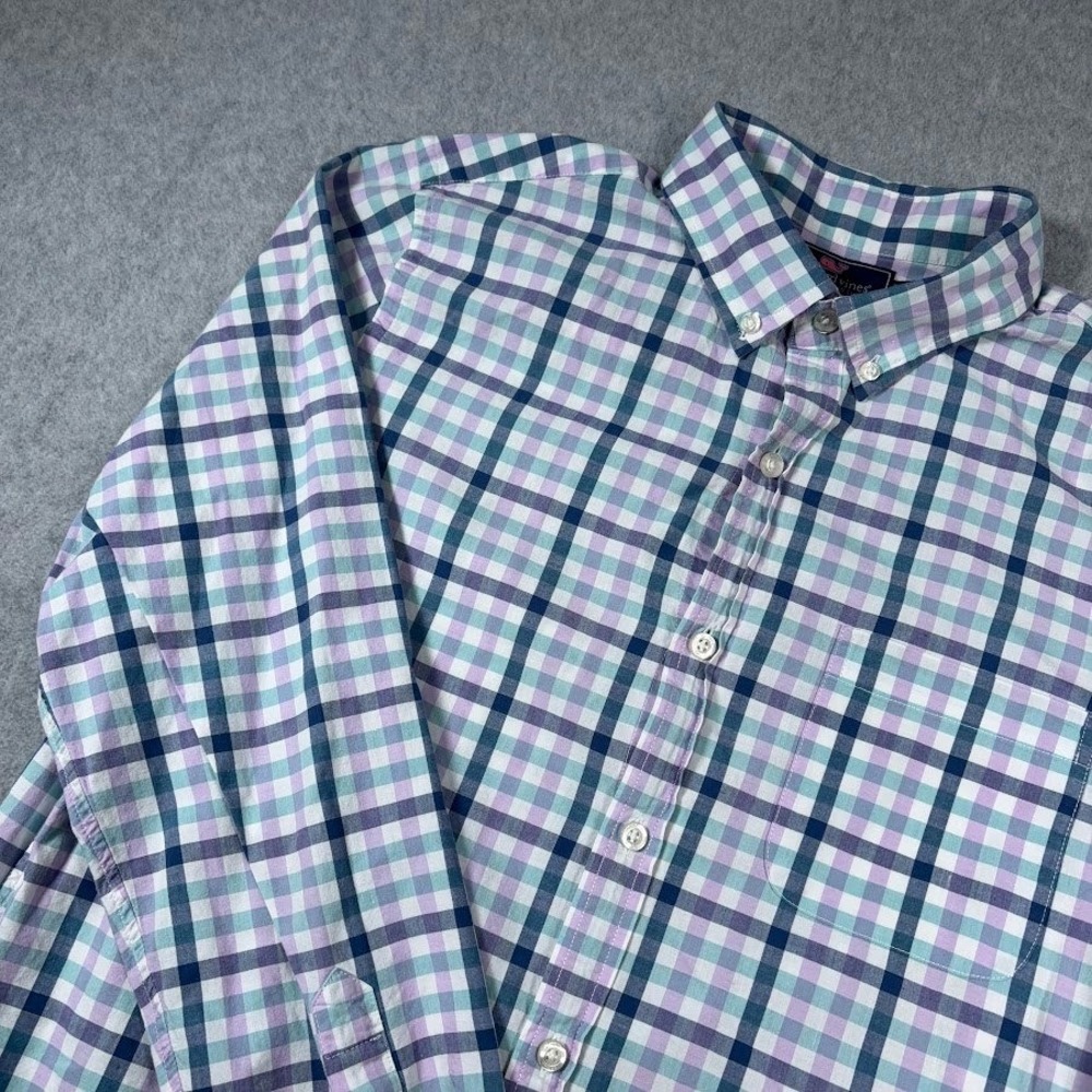 Vineyard‎ Vines  Button Down Shirt Mens Medium Plaid Purple Blue Slim Fit Murray